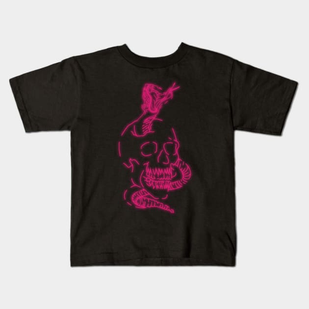 Neon Skull T Kids T-Shirt by MoreGraphics